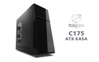 NAGAS C175B-400W USB3.0 1x8CM RED FAN KART OKUYUCU SIYAH ATX NAGAS OYUNCU KASASI - 1